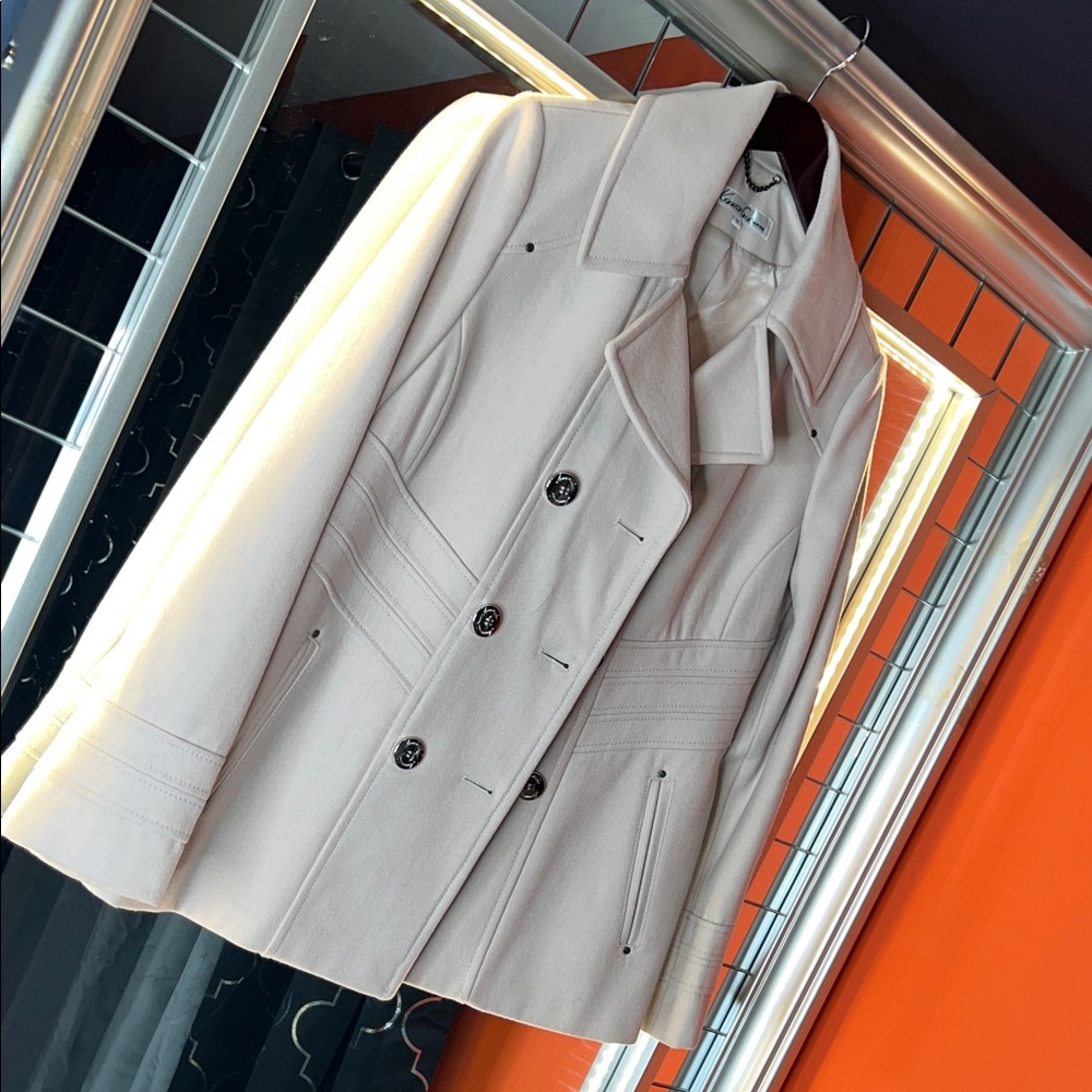 Kenneth Cole New York Luxe Cream Wool-Blend Peacoat